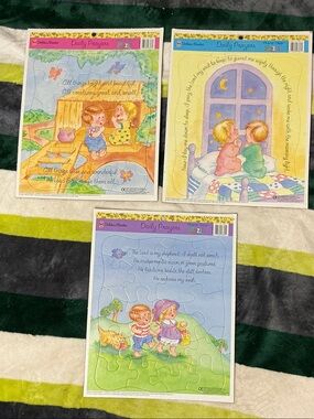 Vintage 1999 Golden Books “Daily Prayers” Frame-Tray Puzzles-Set of 3
